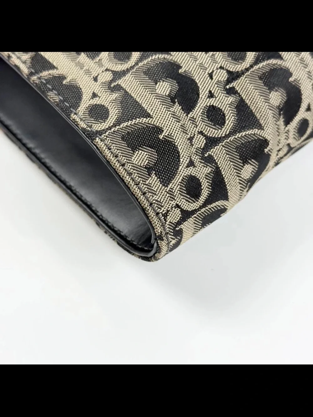 Dior Foldover Clutch in Black and Tan Signature Canvas